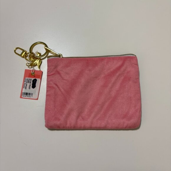 NWT Two's Company "Trust Fund" Needlepoint Coin Pouch Green Pink Velvet Preppy - Picture 6 of 8
